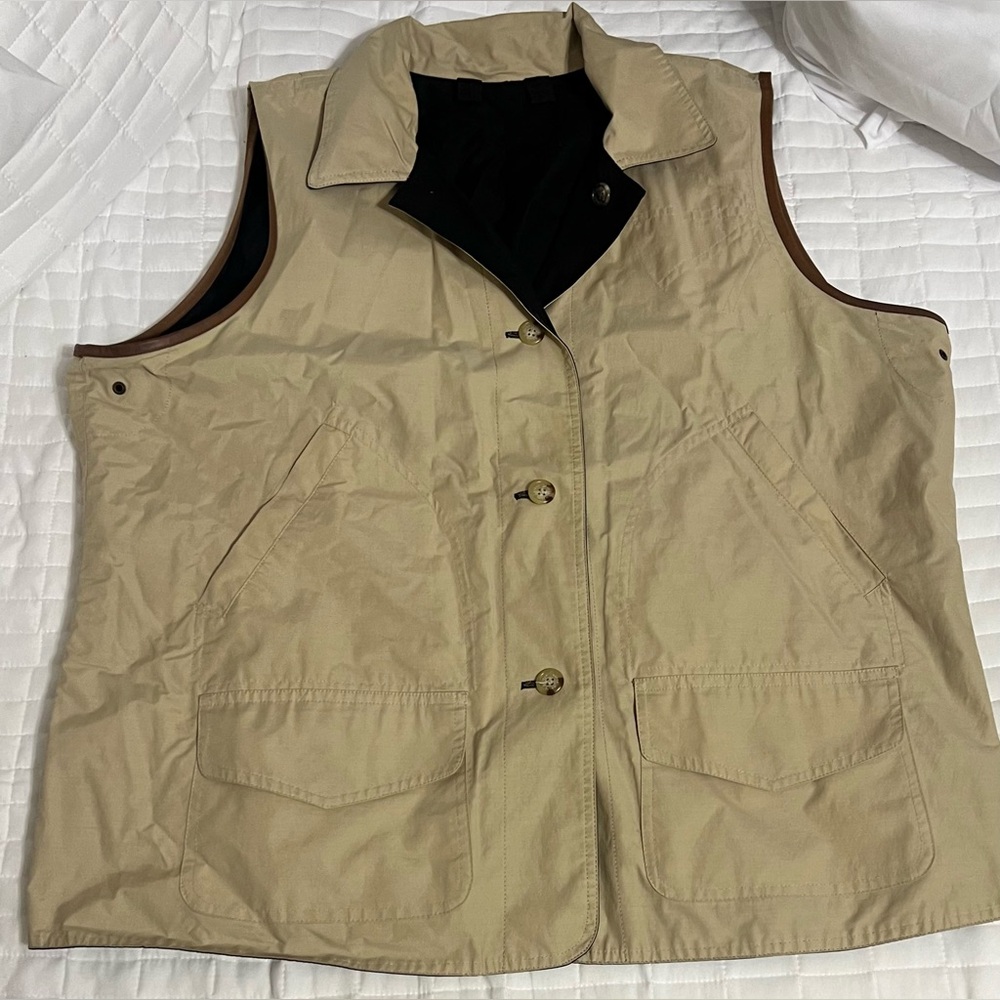 Ralph Lauren reversible vest pockets and faux leather trim Size 2X